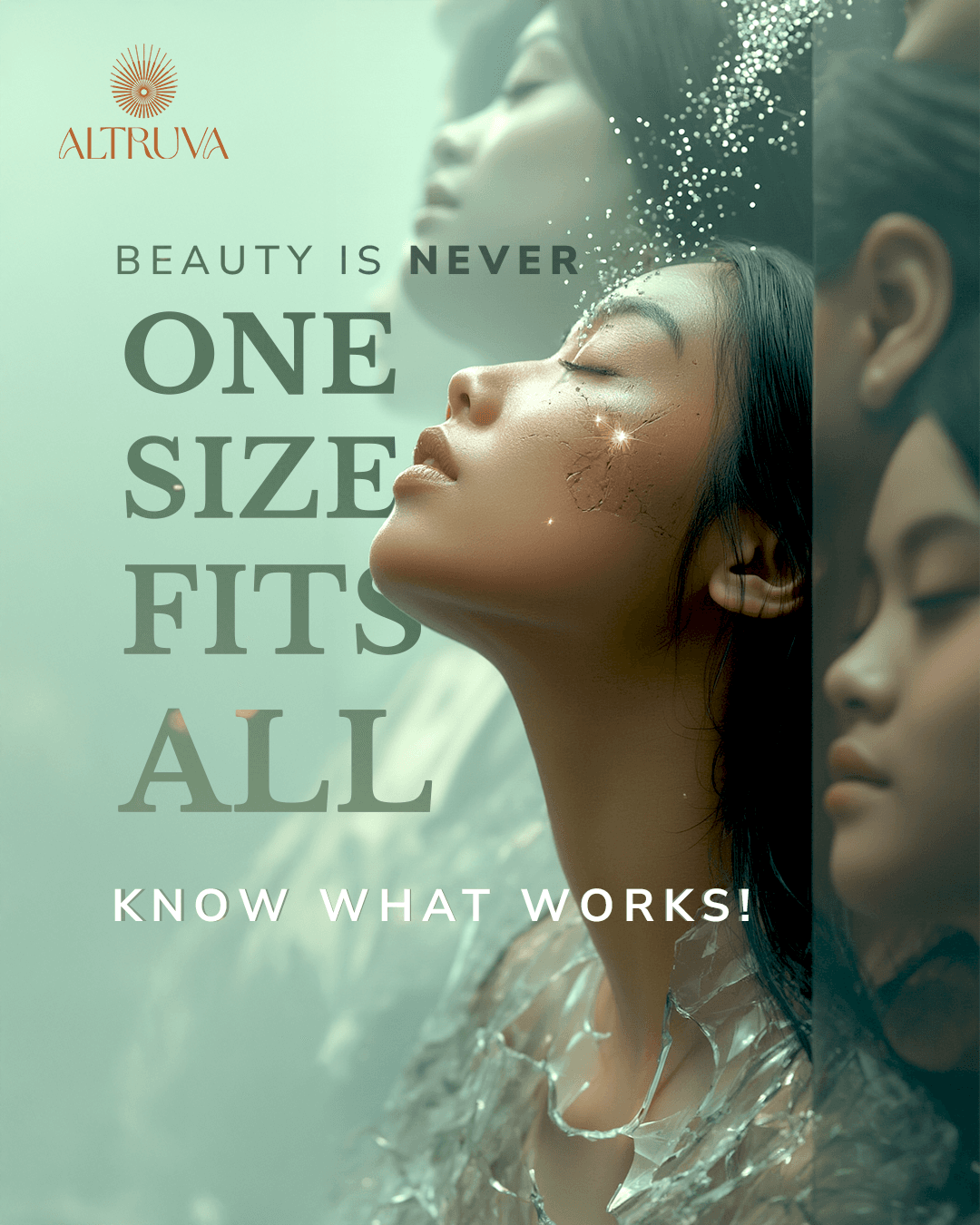 Promotional image for AI Skin Analysis showing a woman's profile with text overlay