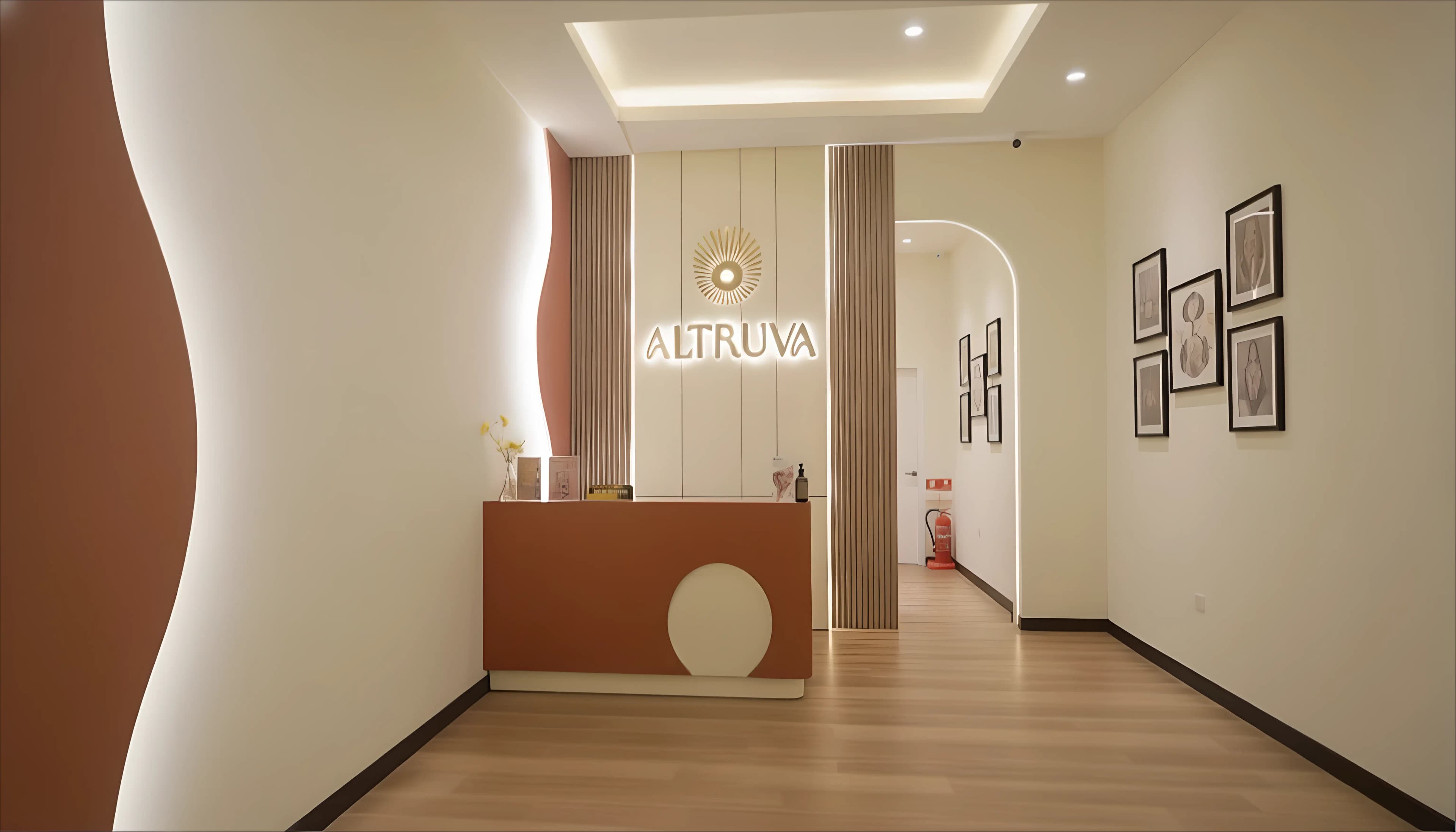 The modern and welcoming entrance of Altruva Aesthetic Clinic